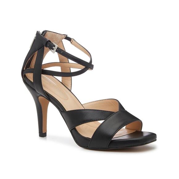 Adrienne Vittadini Shoes - New Adrienne Vittadini Sz 8.5 Black Faux Leather Xalt Strappy Heeled Sandals